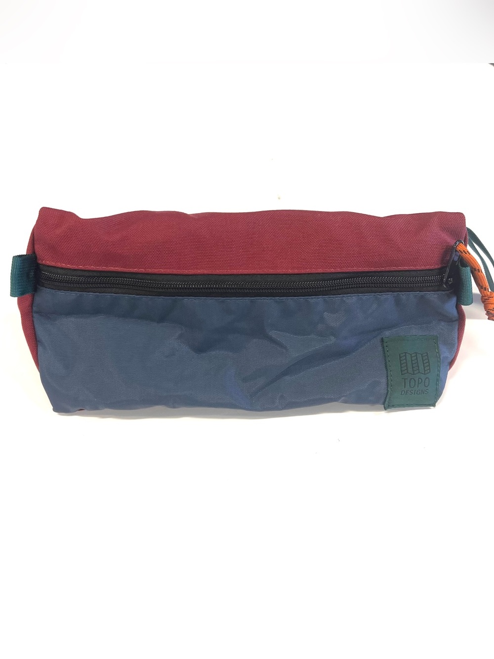 Topo Designs Toiletry Travel Bag Maroon/Blue Self Standing Made in USA